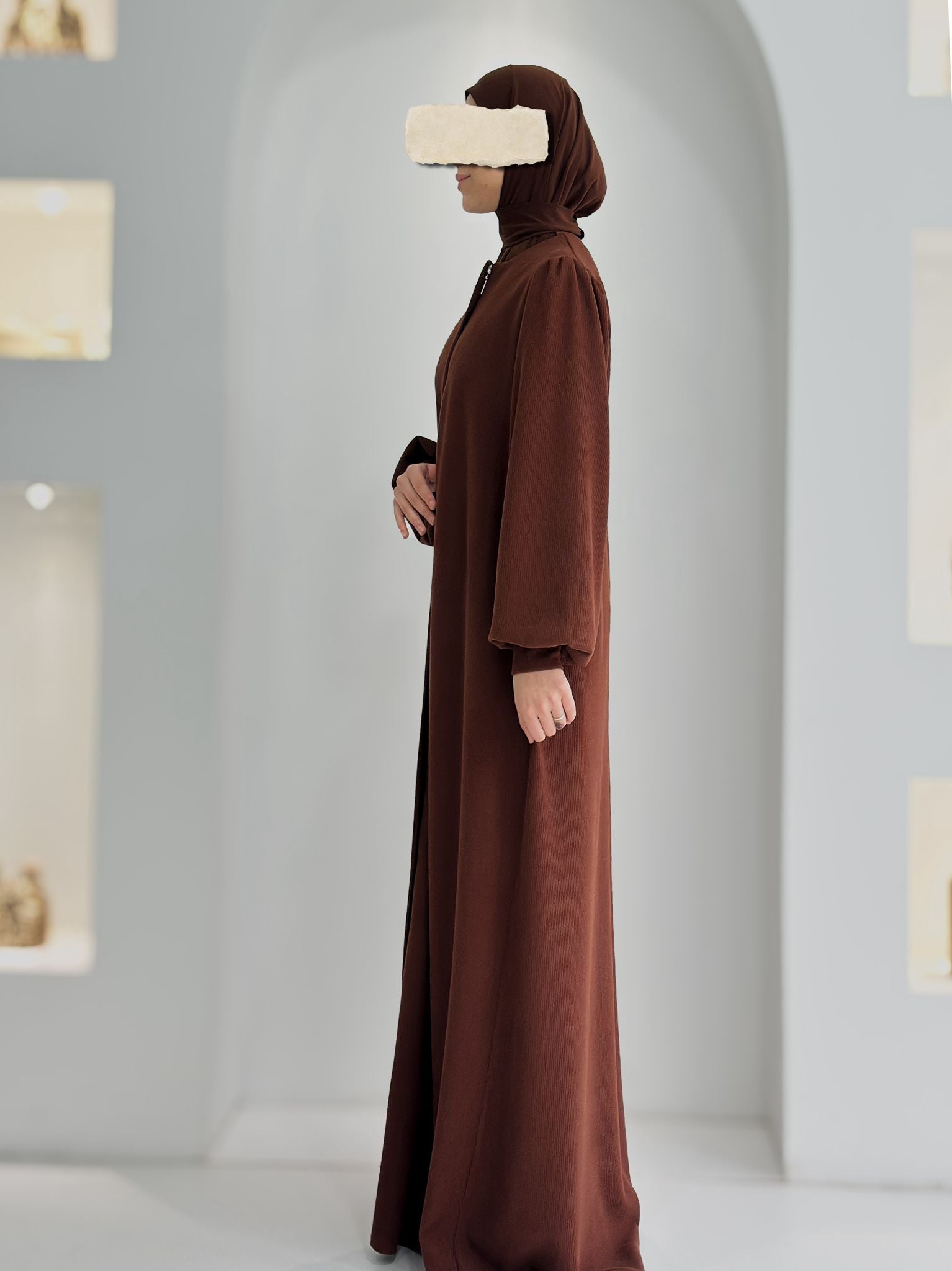 Fitilli Ferace +Atkı Kahverengi ÖN SİPARİŞ ÜRÜNÜMÜZDÜR