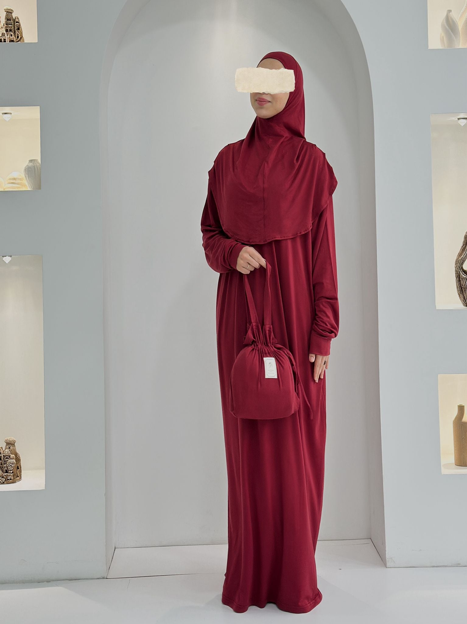 Pamuk Boneli Namaz Elbisesi Bordo ÖN SİPARİŞ ÜRÜNÜMÜZDÜR