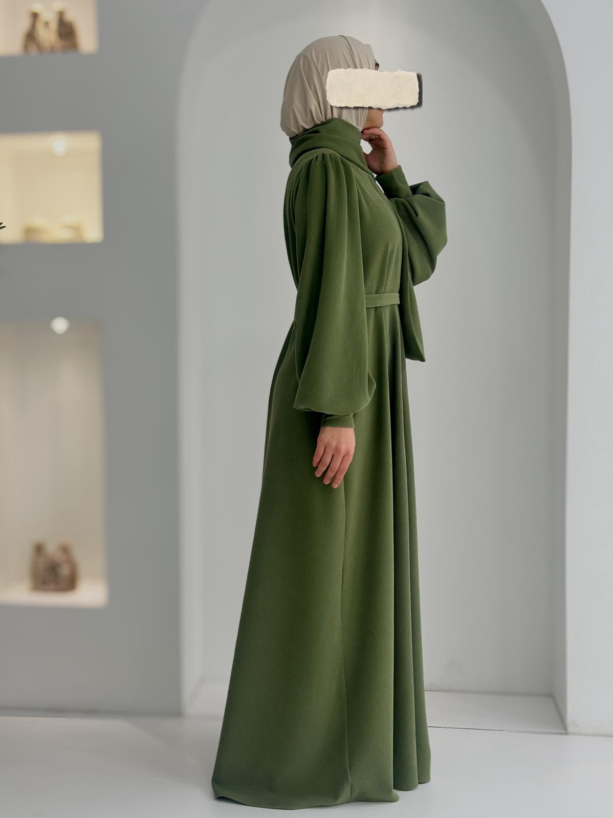 Fitilli Ferace +Atkı Yeşil ÖN SİPARİŞ ÜRÜNÜMÜZDÜR