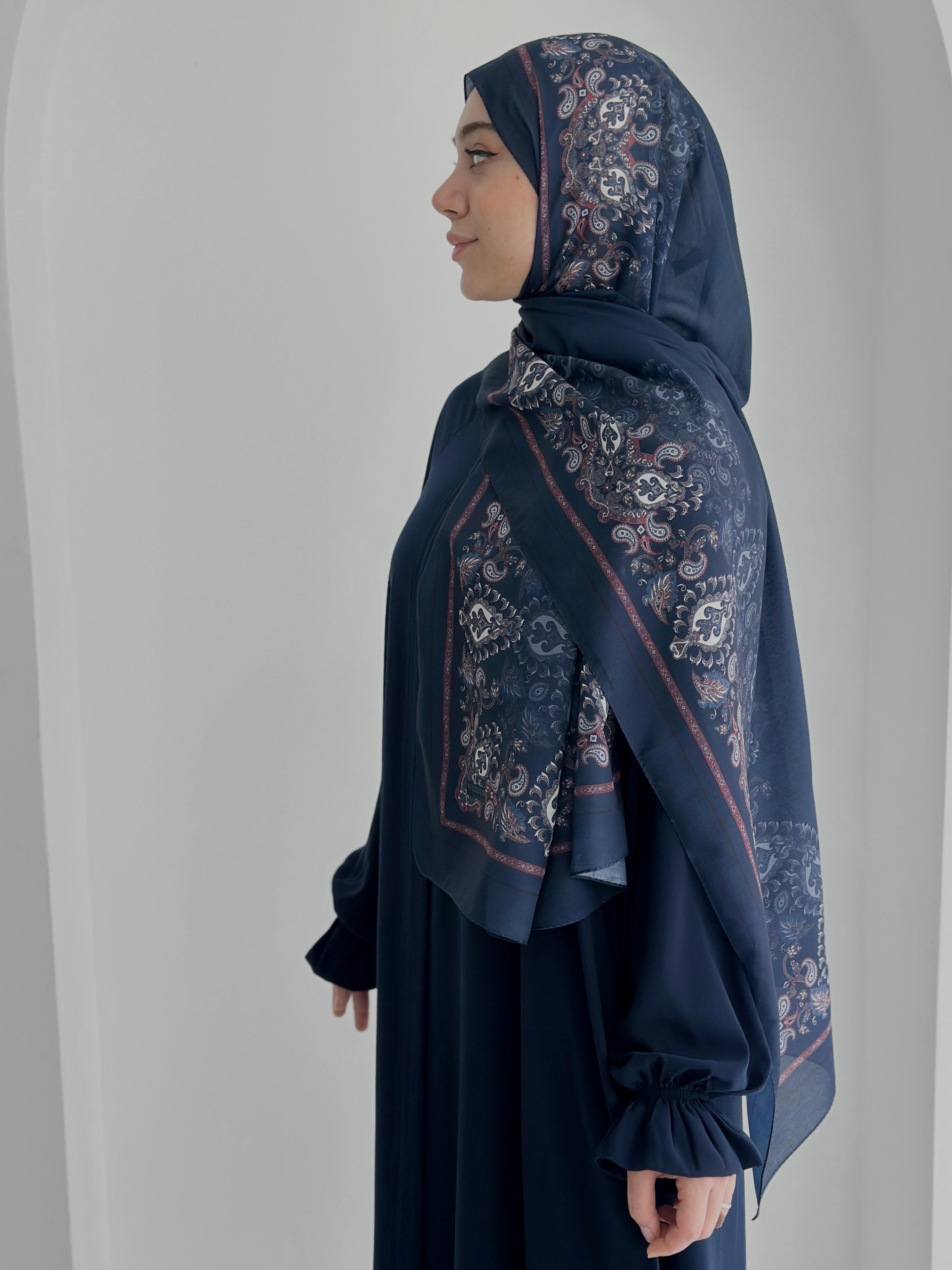 Etnik Desen Organik Şal Lacivert ÖN SİPARİŞ ÜRÜNÜMÜZDÜR