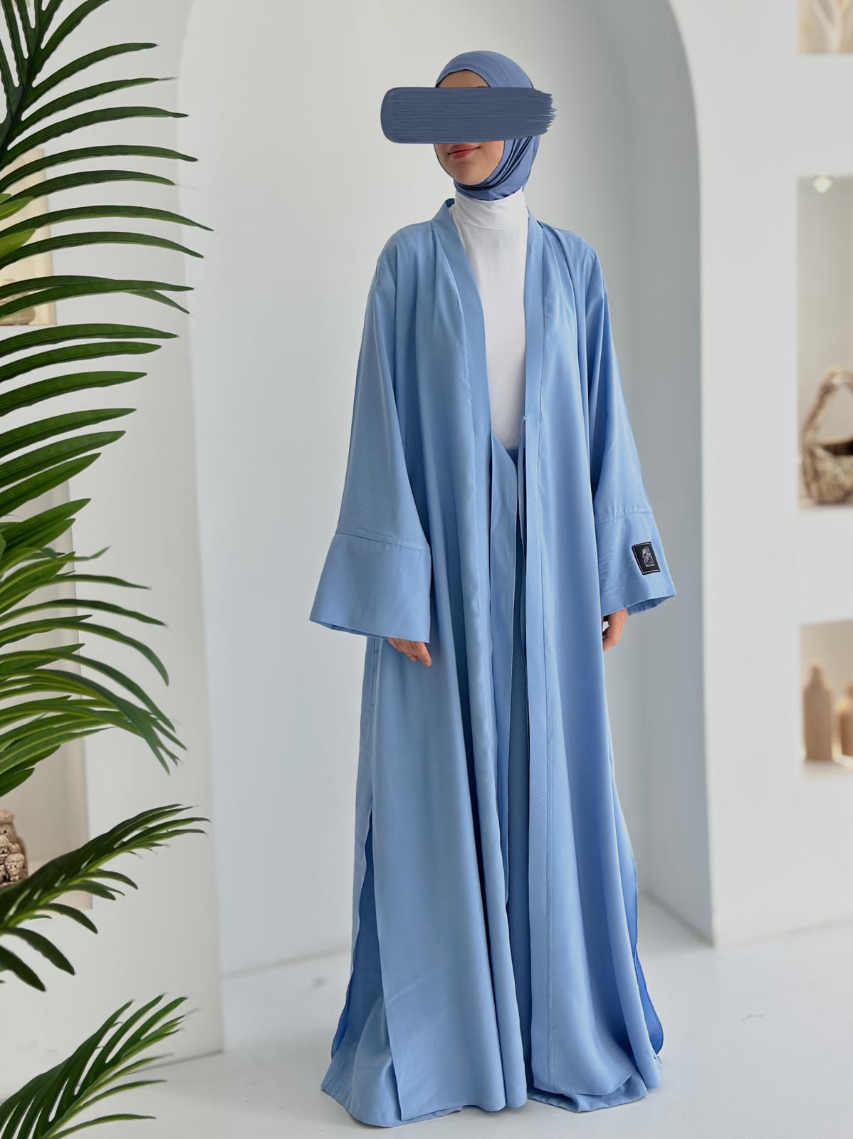 Tensel Kupra Takım Bebe Mavisi +Bambu Boyunlu Bone Set Şal ÖN SİPARİŞ ÜRÜNÜMÜZDÜR