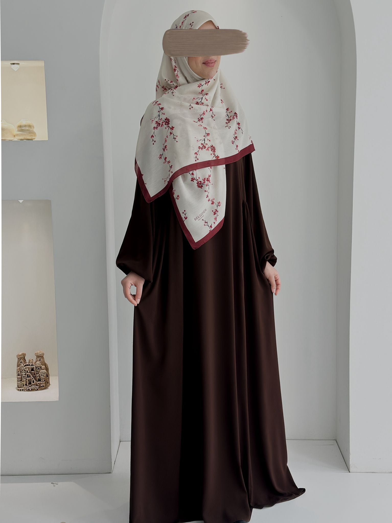 Tomurcuk Desen Organik Eşarp Bordo ÖN SİPARİŞ ÜRÜNÜMÜZDÜR