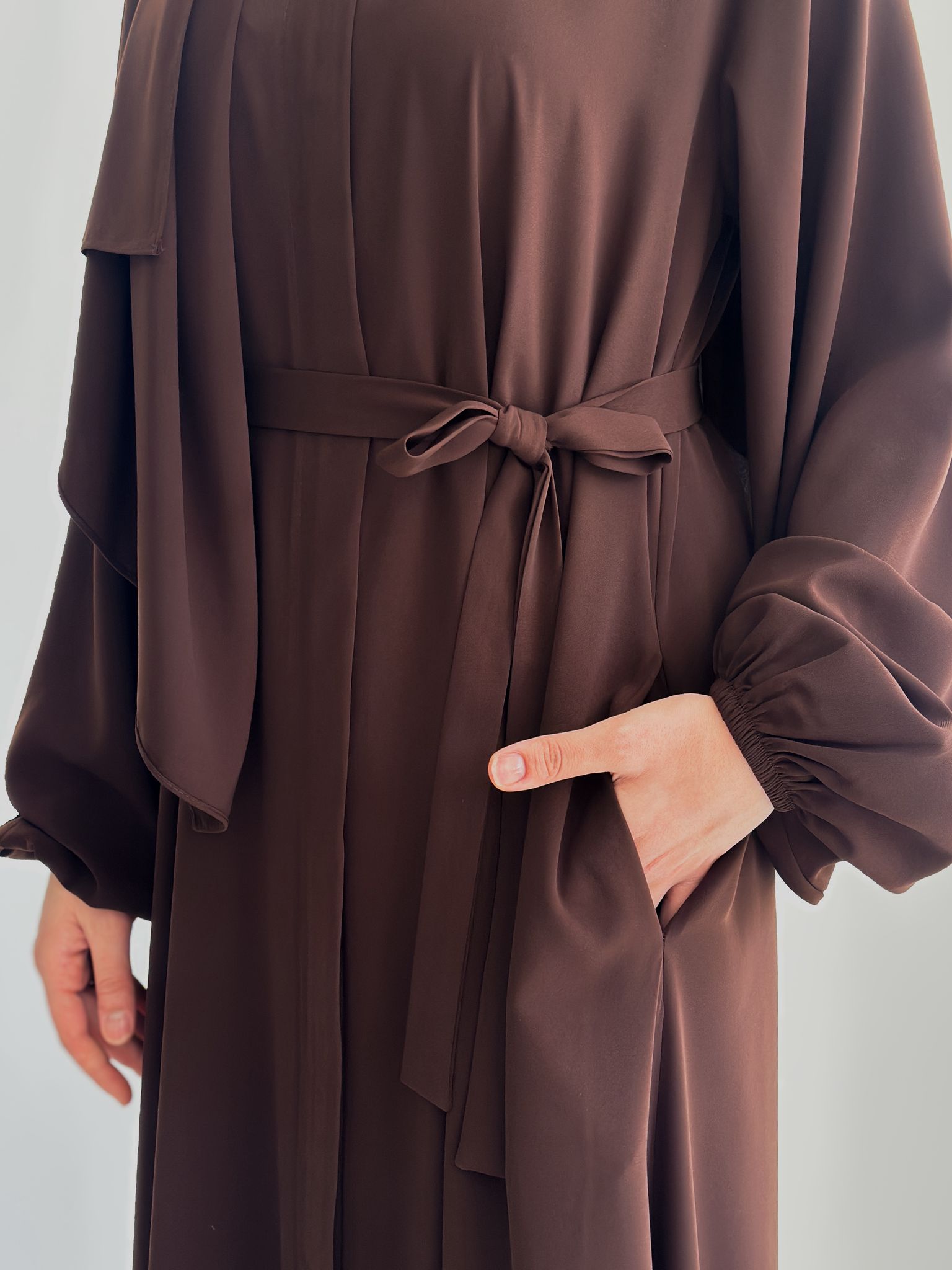 Balon Kol Ferace+Şal Kahverengi ÖN SİPARİŞ ÜRÜNÜMÜZDÜR