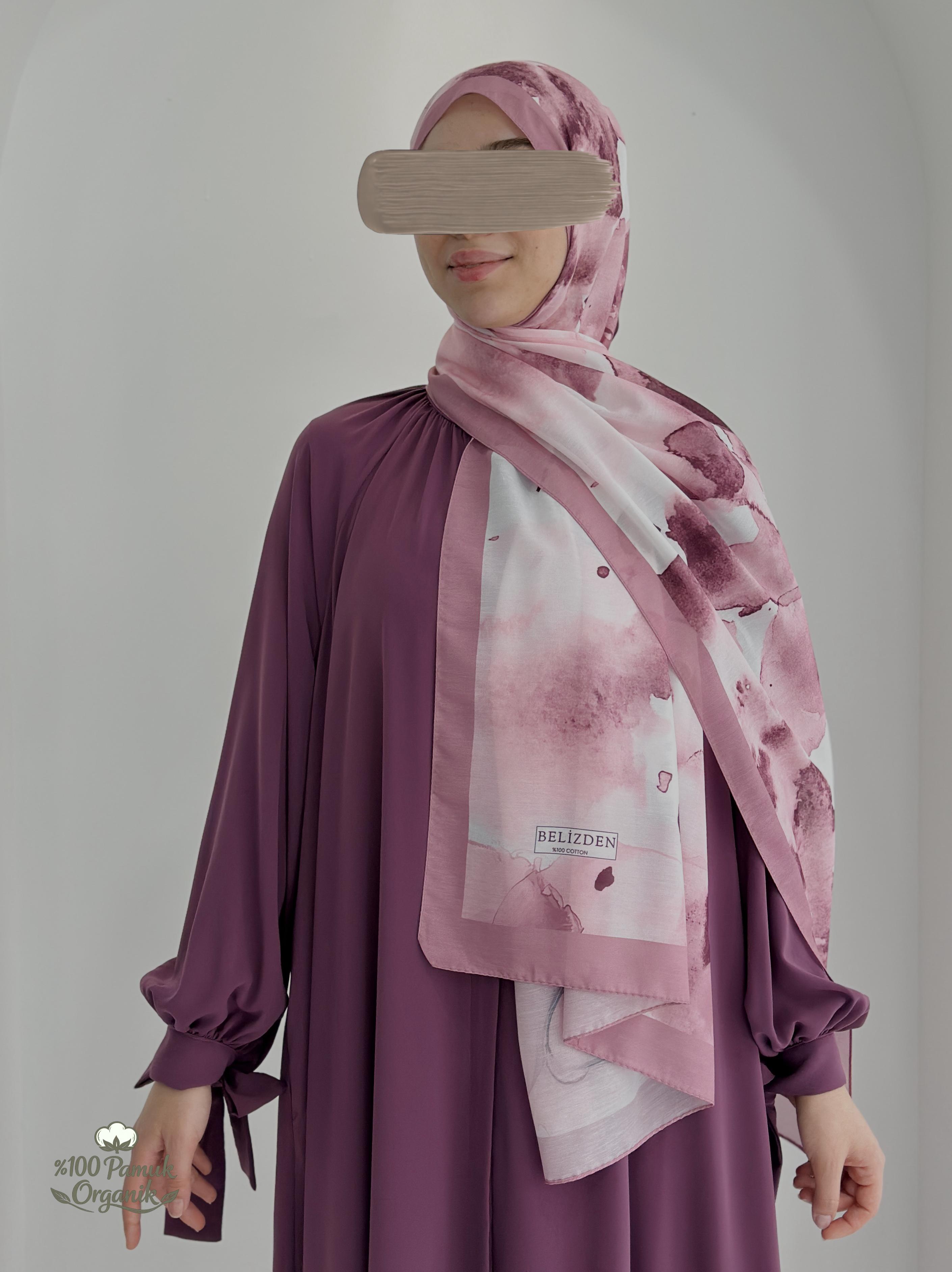 Ebruli Desen Organik Şal Pudra ÖN SİPARİŞ ÜRÜNÜMÜZDÜR