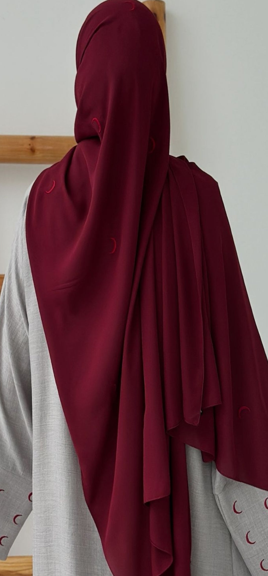 Hilal Nakışlı Şal (Bordo-Kırmızı)