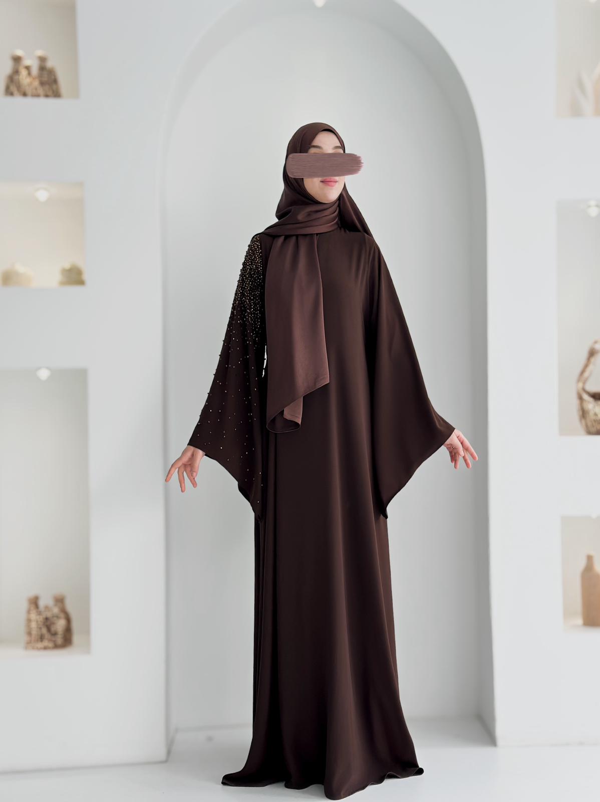 Beliz Taşlı Abayamız Acı Kahve Ürün boyu 150cm