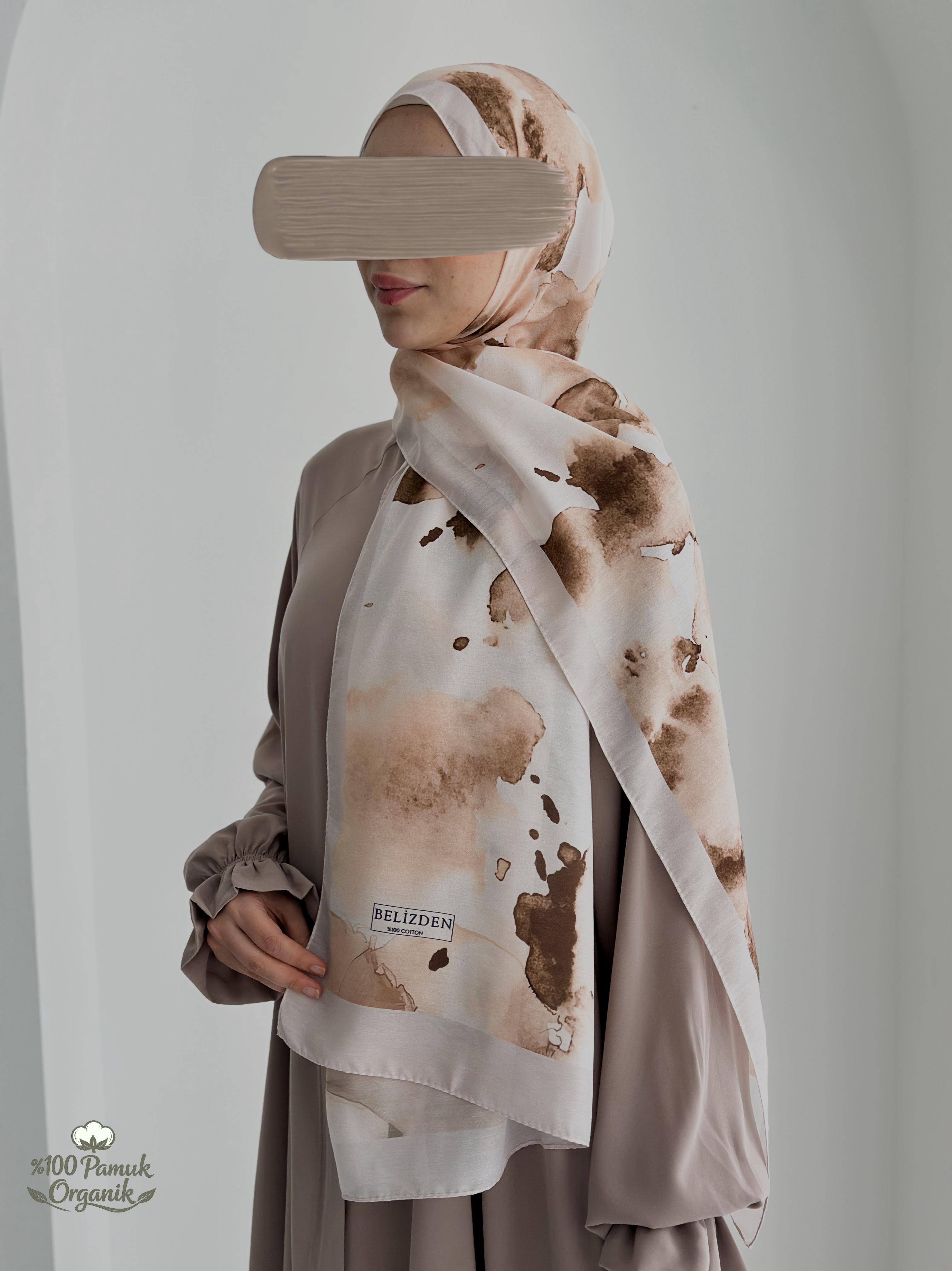 Ebruli Desen Organik Şal Bej ÖN SİPARİŞ ÜRÜNÜMÜZDÜR