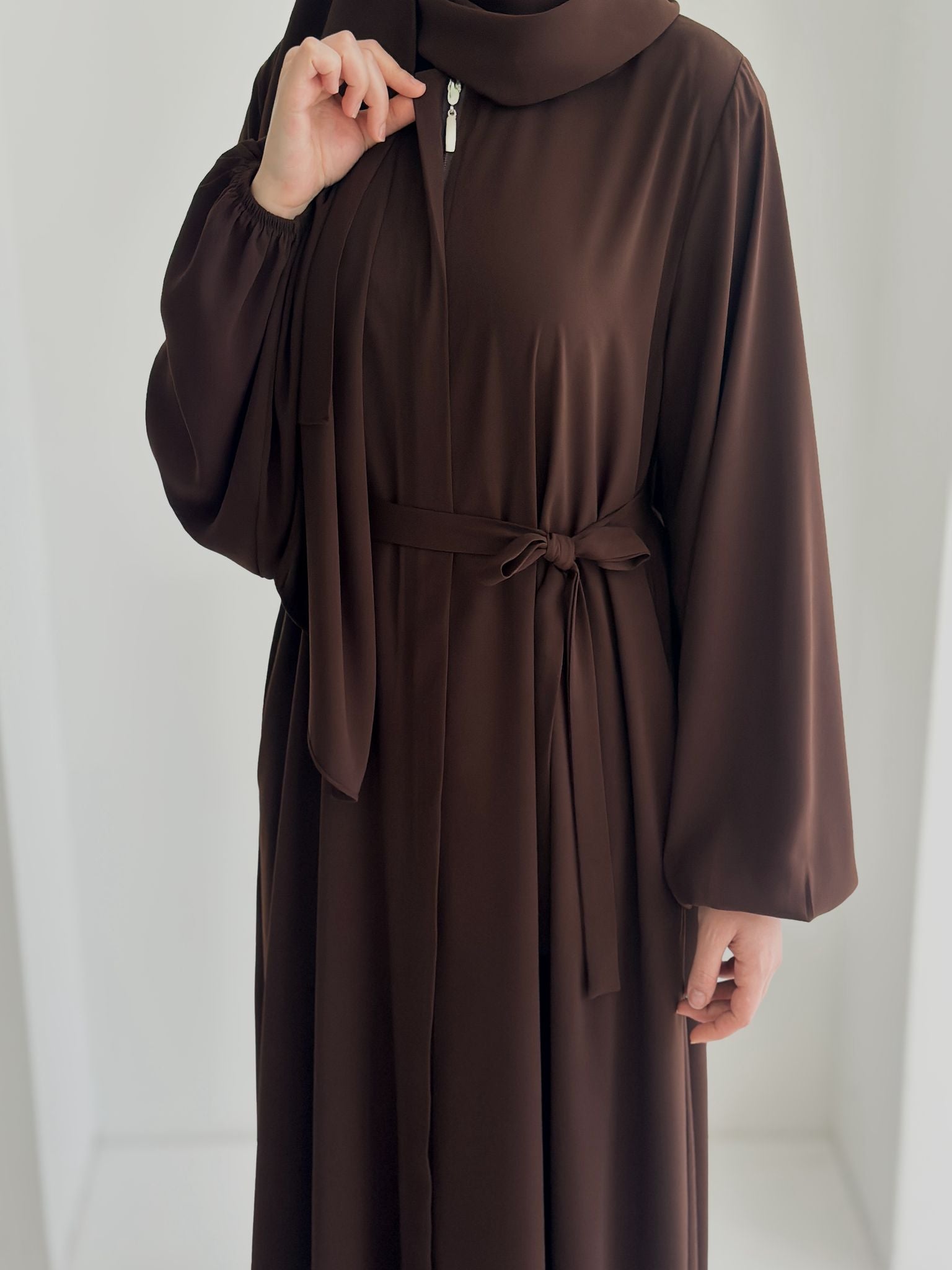 Balon Kol Ferace+Şal Kahverengi ÖN SİPARİŞ ÜRÜNÜMÜZDÜR