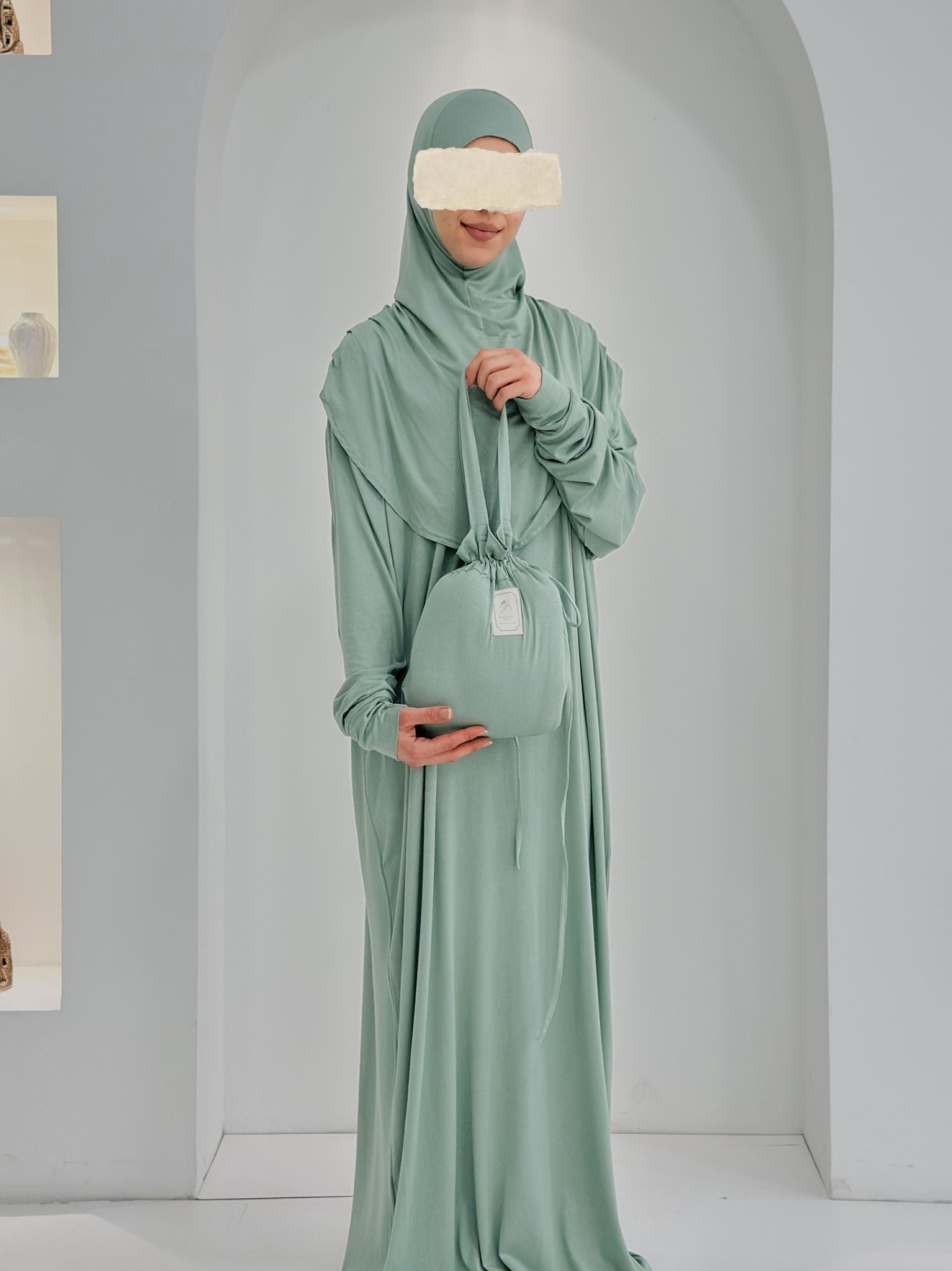 Pamuk Boneli Namaz Elbisesi Su Yeşil ÖN SİPARİŞ ÜRÜNÜMÜZDÜR