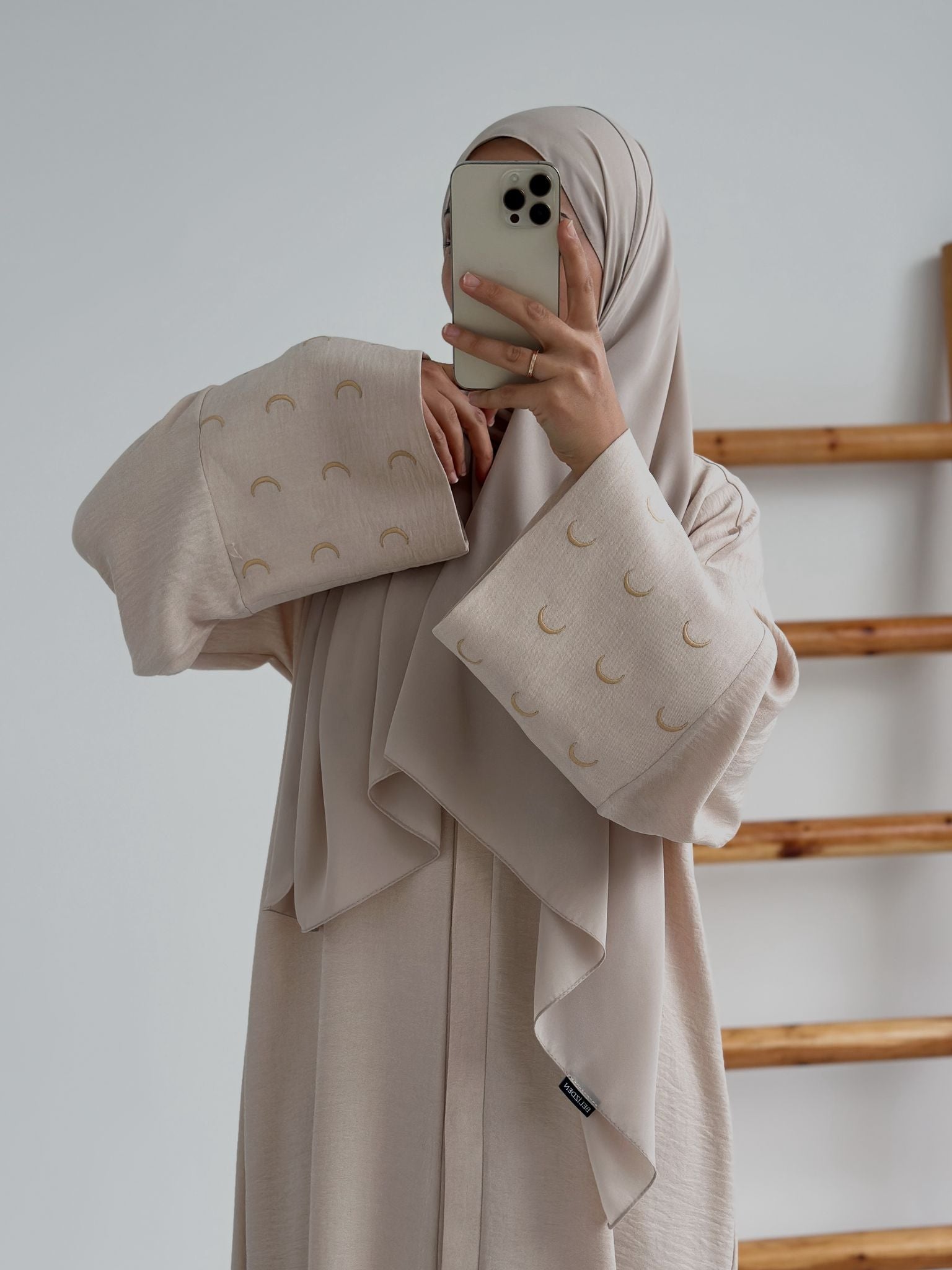 Sofya Keten Hilal Abaya(Krem+krem)