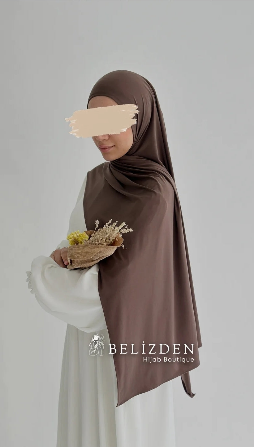 Premium jersey Şal Düz Koyu Vizon