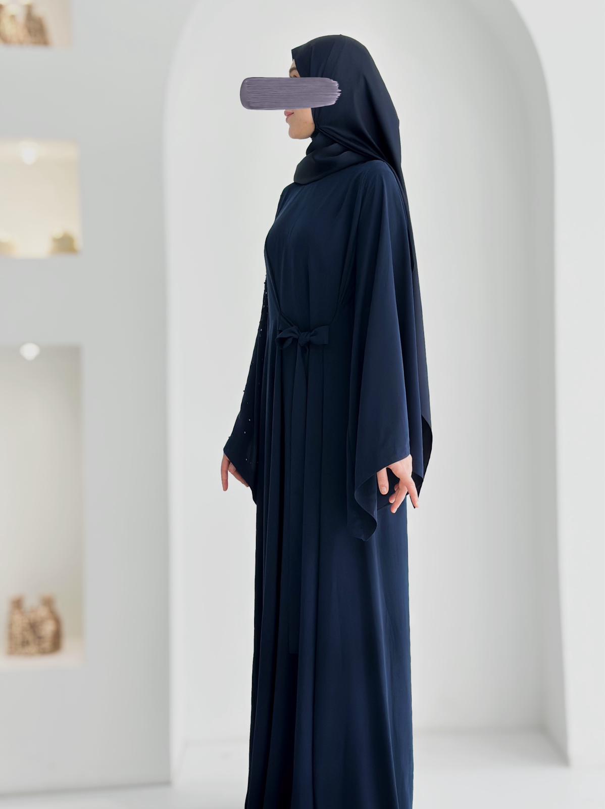 Beliz Taşlı Abaya Lacivert Ürün boyu 150cm