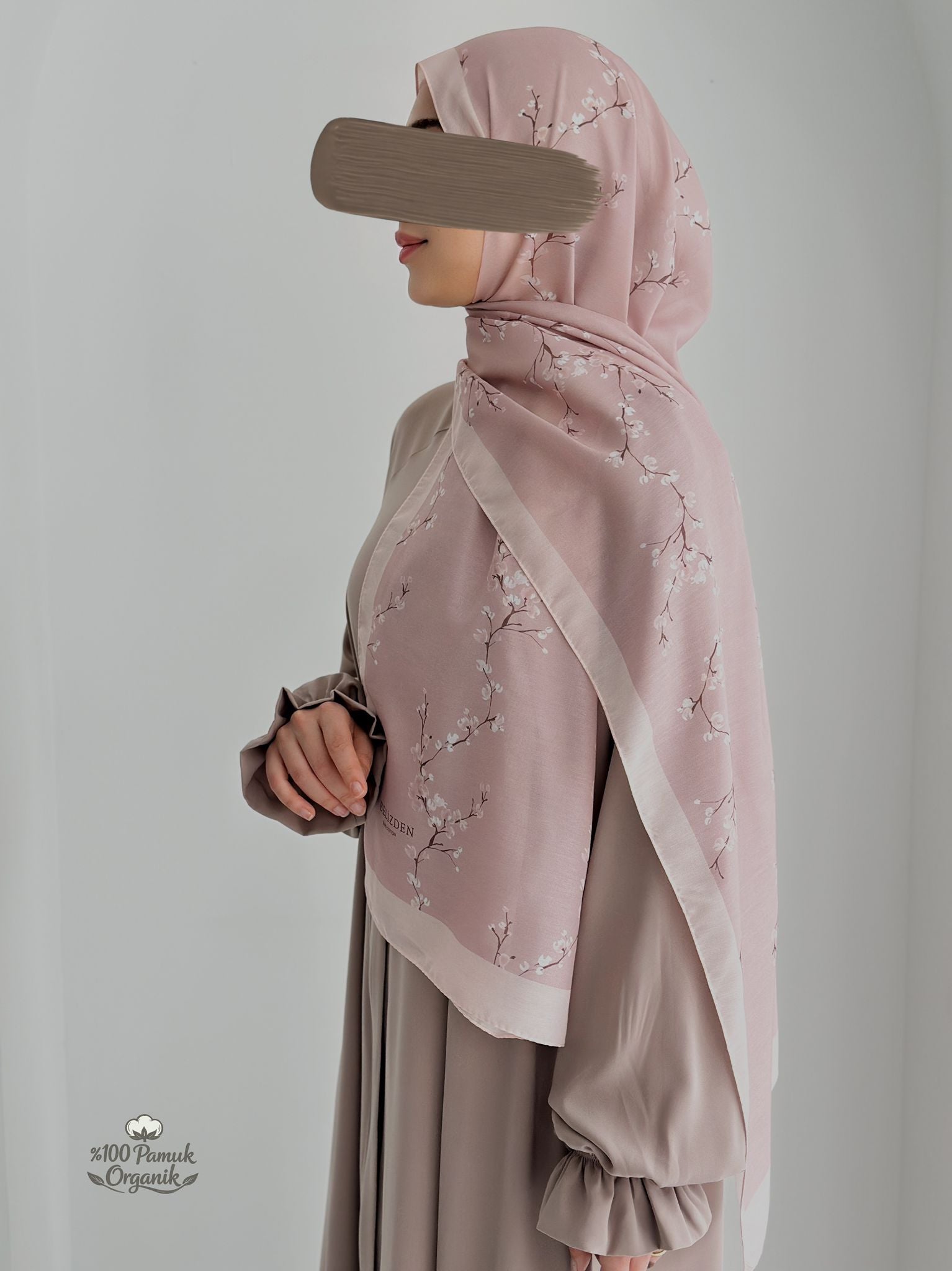 Tomurcuk Desen Organik Şal Pudra ÖN SİPARİŞ ÜRÜNÜMÜZDÜR