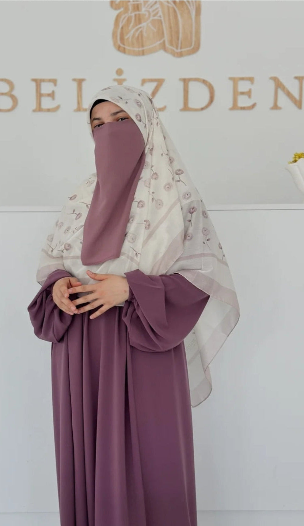 140×140 Çiçek Desenli Esarp Pudra