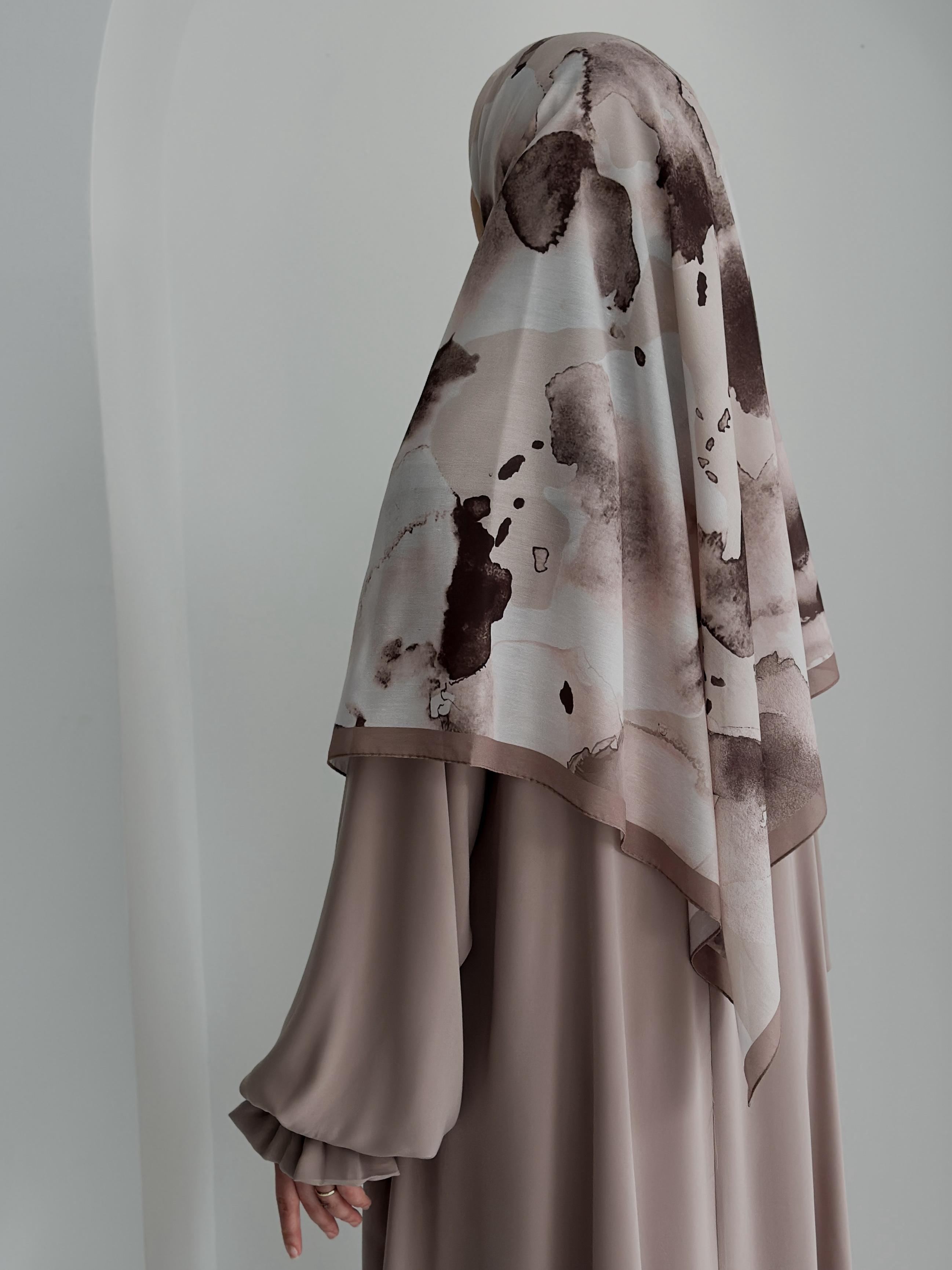 Ebruli Desenli Organik Eşarp Vizon ÖN SİPARİŞ ÜRÜNÜMÜZDÜR