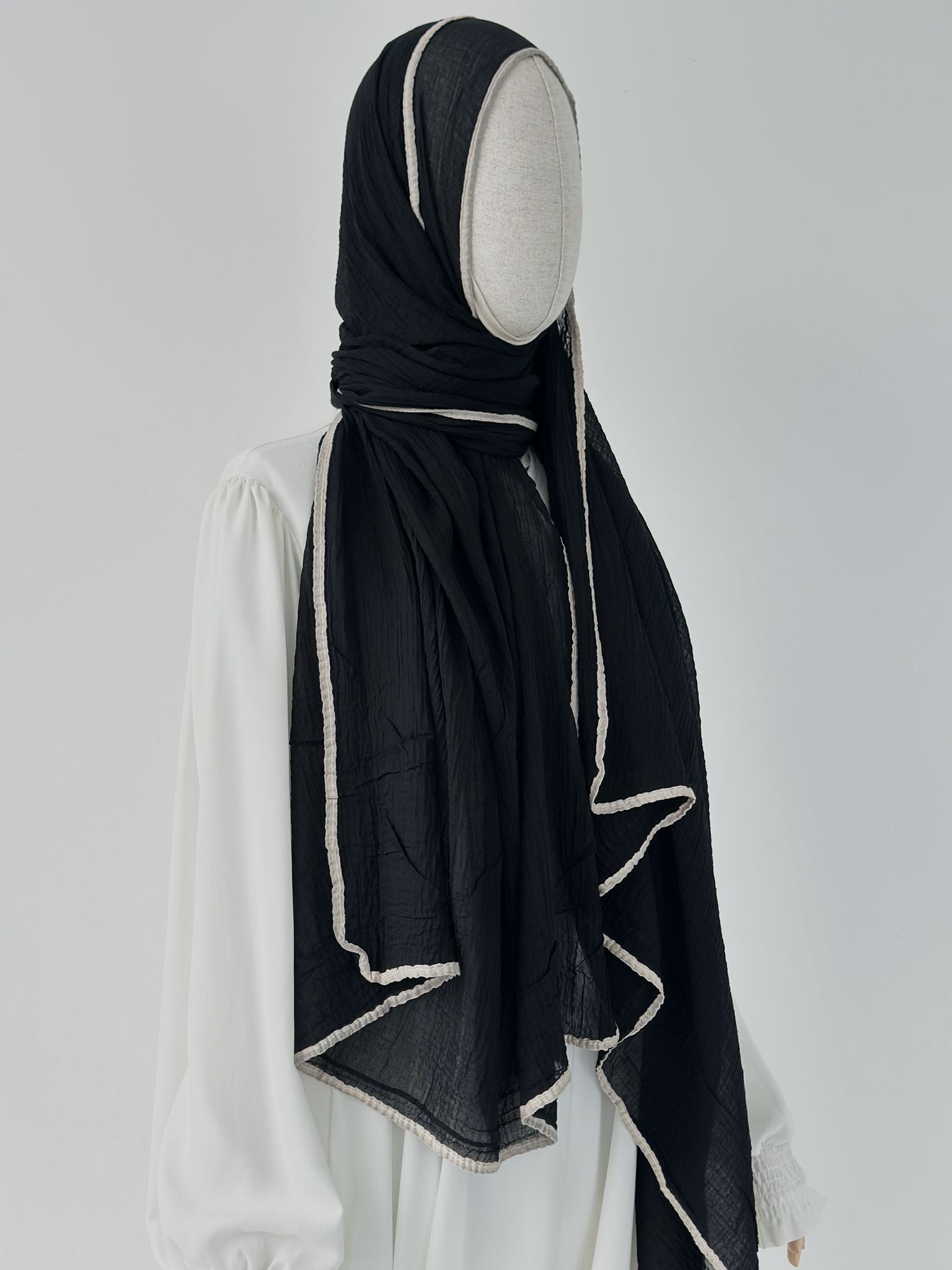 100%Doğal Muslin Şal Siyah