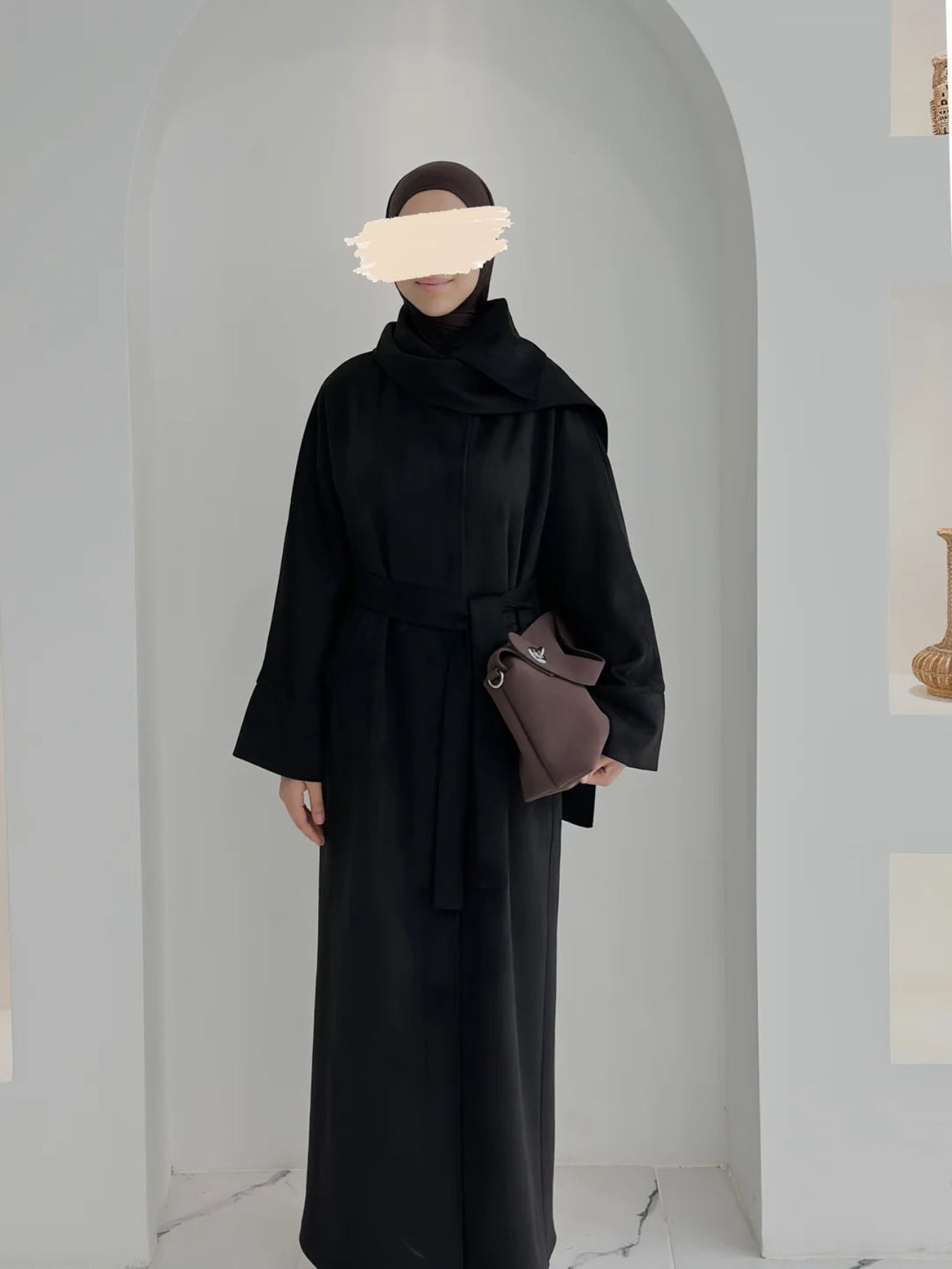 Süet Atkılı Siyah