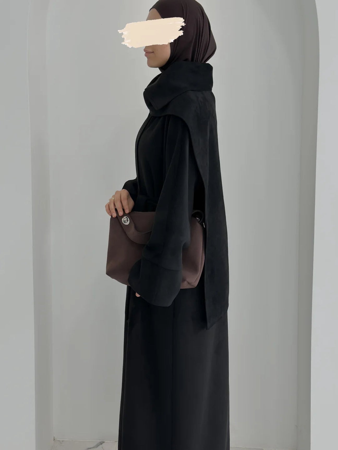 Süet Atkılı Siyah