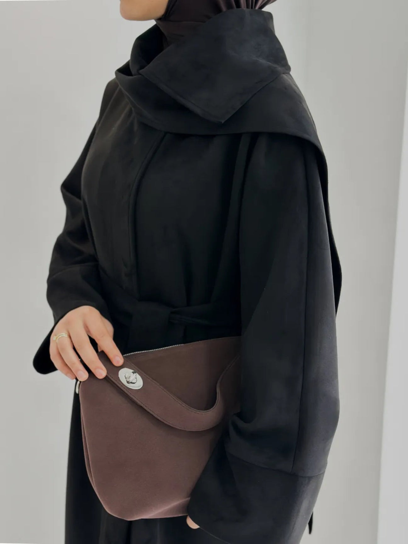 Süet Atkılı Siyah