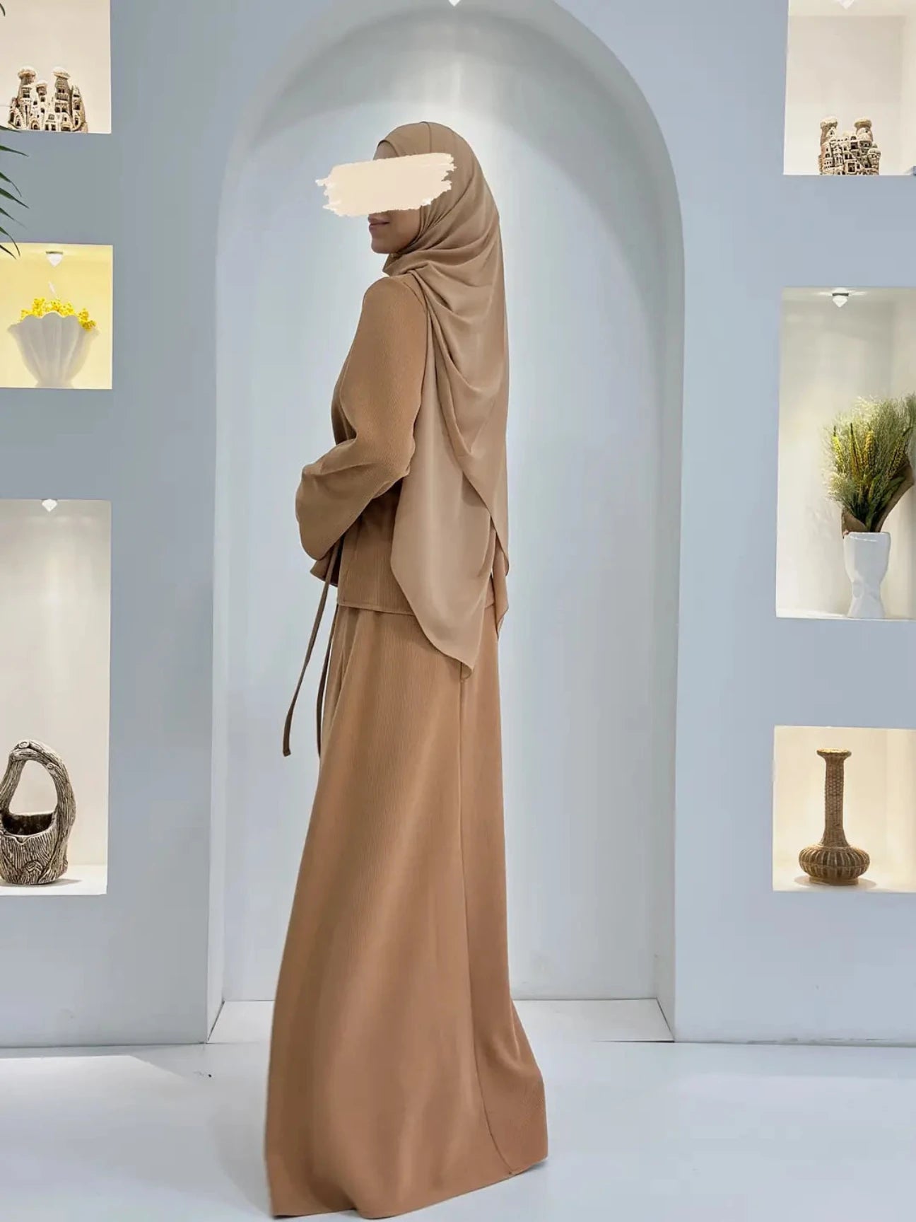 Roza Etekli Takım Süt Kahve