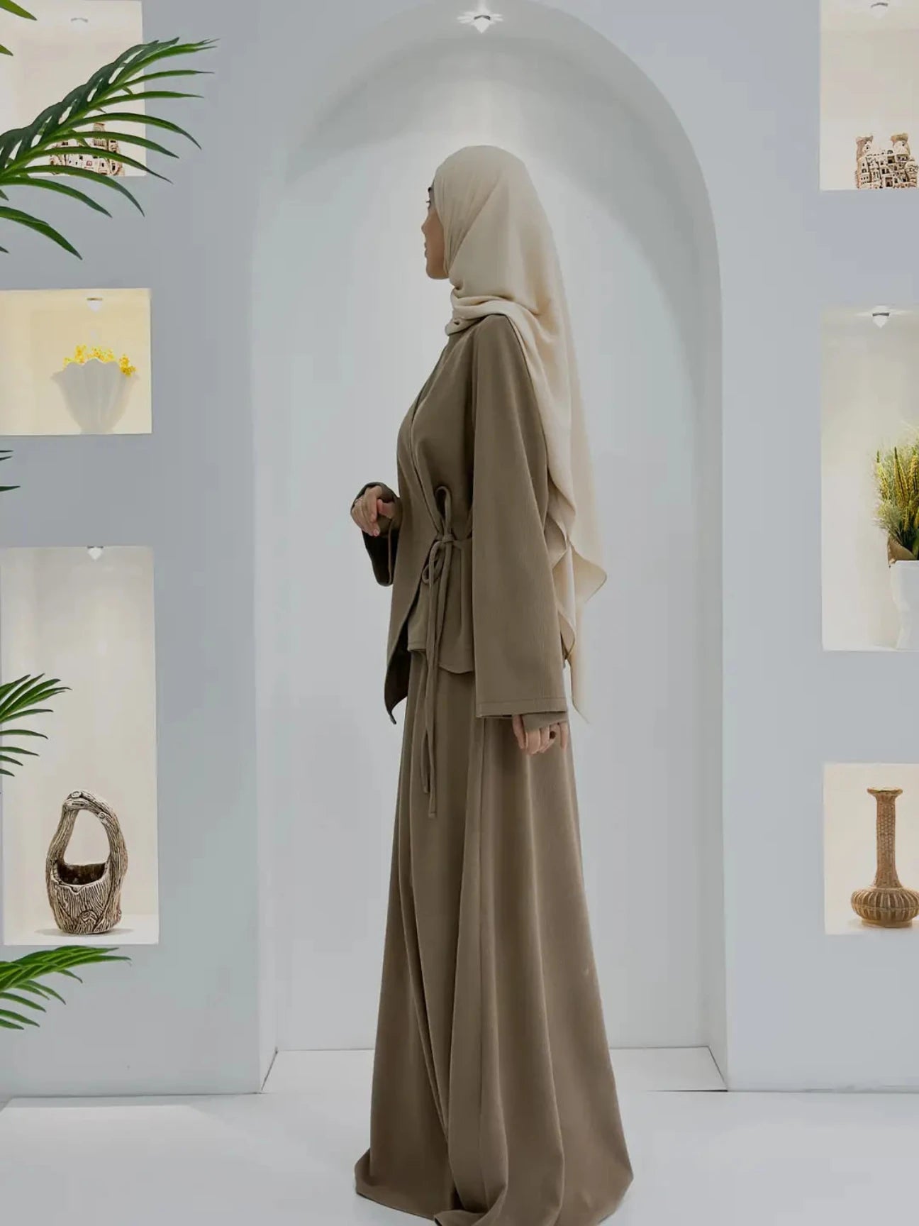 Roza Etekli Takım Vizon